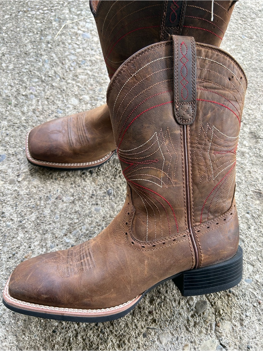 Ariat Men's Brown Leather Western Work Boots - Classic Pull-On 9 D